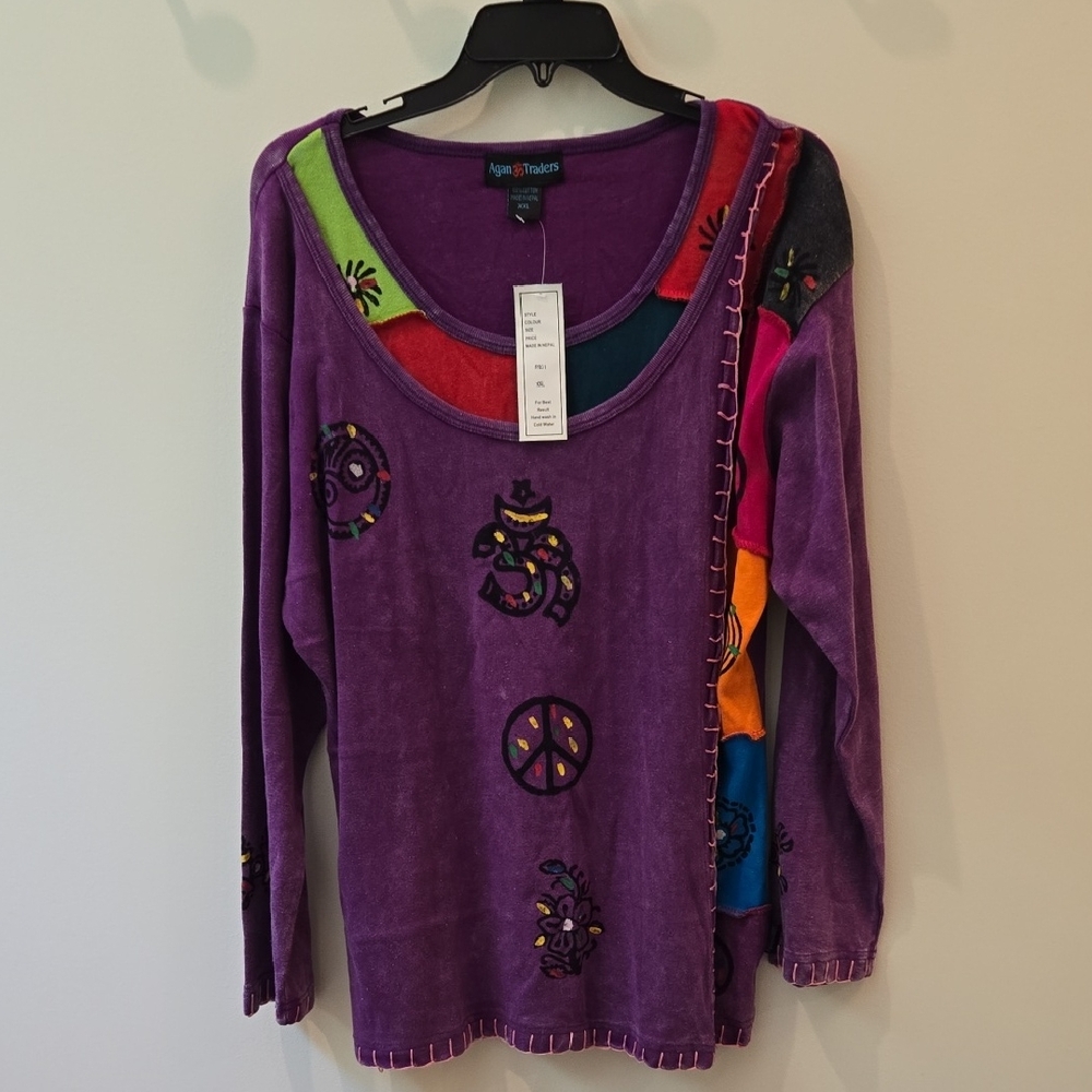 Agnes & Dora Purple Graphic Embellished Blouse
